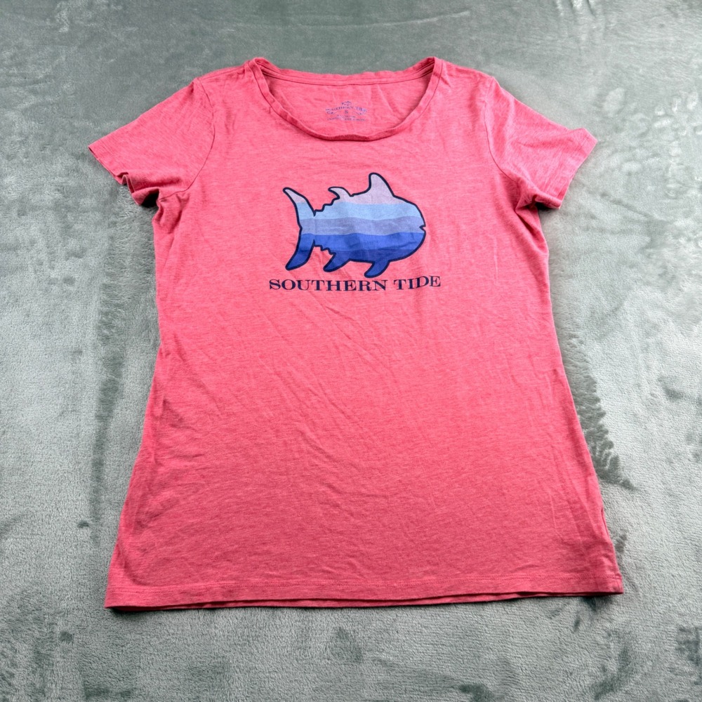 Southern Tide Women's S Pink Skipjack Graphic T-Shirt Short Sleeve Pima Cotton